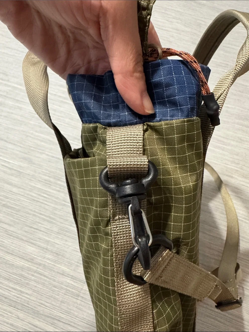 Dakine Jinx Mini Tote Bag Base Camp Ripstop Crossbody Olive Green Navy